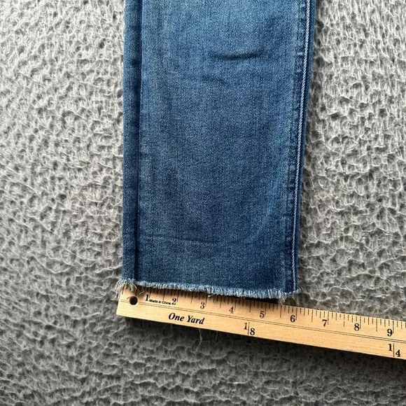 MOTHER Mid-Blue Frayed Hem Ankle Jeans - Picture 10 of 15